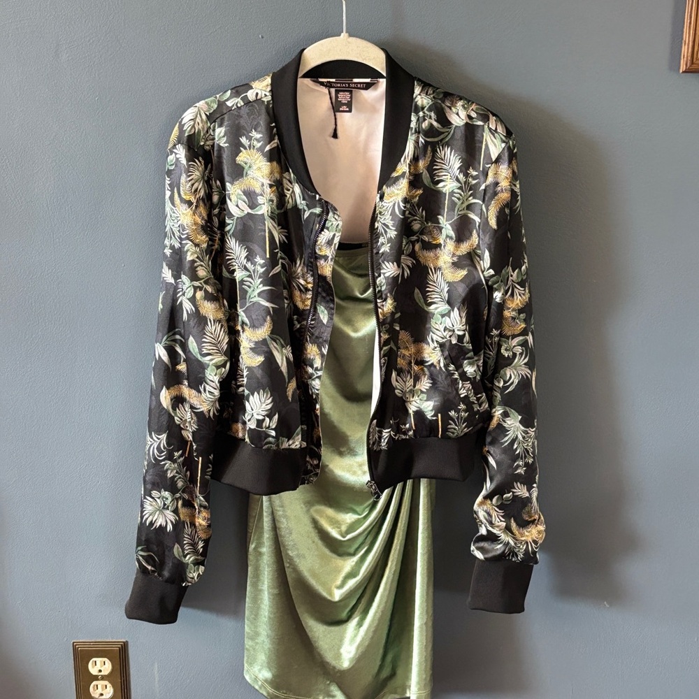 Victoria’s Secret Floral Black Bomber Jacket